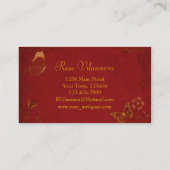 エレガントな赤と金のヴィンテージ蝶 名刺 (裏面)