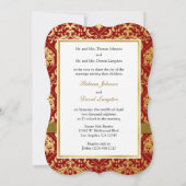 エレガントな赤と金の中国のダブルハピネス 招待状 (裏面)