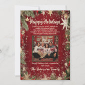 エレガントな赤と金の家族写真 ホリデーシーズン シーズンカード (正面)