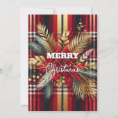 エレガントな赤と金の祭りのチェック柄 シーズンカード (正面)