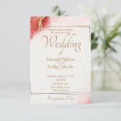 エレガントな赤と金の結婚式招待状 招待状 (スタンド正面)