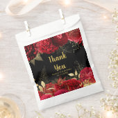エレガントな赤と金の花の誕生日パーティー フェイバーバッグ (クリップ留めされた状態)
