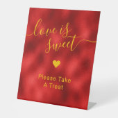 エレガントな赤と金の 愛は甘い 台座サイン (正面)