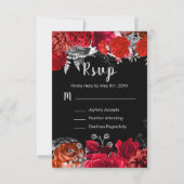 エレガントな赤と銀の花のスイート16 出欠カード (正面)