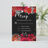 エレガントな赤と銀の花のスイート16 出欠カード (スタンド正面)