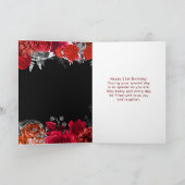エレガントな赤と銀の花の誕生日 カード (内部)