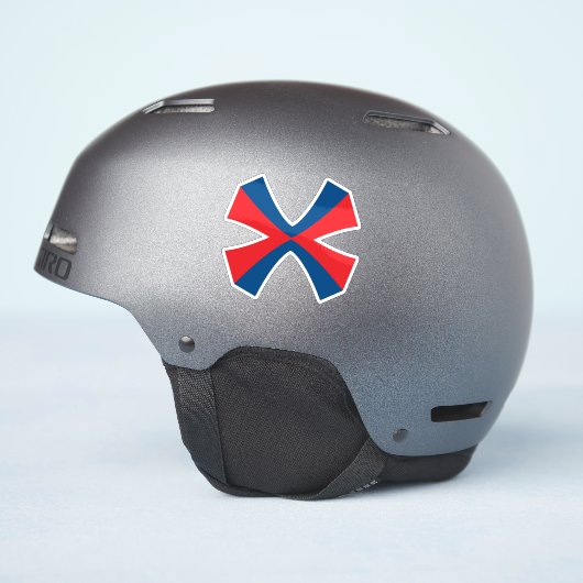 エレガントな赤と青のラインのXモノグラム シール (ヘルメット側面)