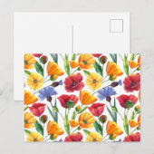 エレガントな赤と黄色のケシの花、コーンフラワー ポストカード (正面/裏面)
