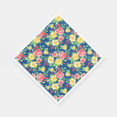 エレガントな赤と黄色のバラの花柄 スタンダードランチョンナプキン (角)