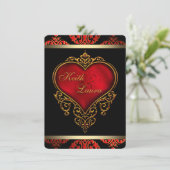 エレガントな赤と黒と金のウェディング 招待状 (スタンド正面)