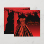 エレガントな赤と黒のキンセアネラ 招待状 (正面/裏面)