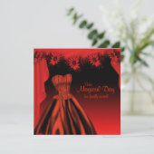 エレガントな赤と黒のキンセアネラ 招待状 (スタンド正面)