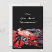エレガントな赤と黒の孔雀のウェディングパーティー 招待状 (裏面)