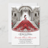 エレガントな赤のキンセアニエラ招待状 招待状 (正面)