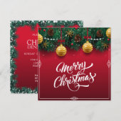 エレガントな赤のクリスマスホリデーパーティー | 招待状 (正面/裏面)