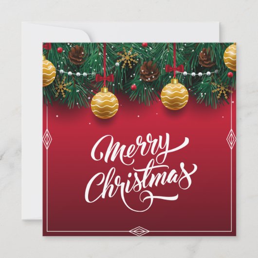 エレガントな赤のクリスマスホリデーパーティー | 招待状 (正面)