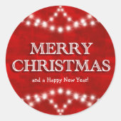 エレガントな赤のクリスマス ライト ラウンドシール (正面)
