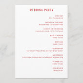 エレガントな赤のミニマルウェディング プログラム (裏面)