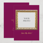 エレガントな赤の写真とテキスト セーブザデート (正面/裏面)