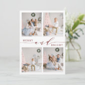 エレガントな赤の楽しい＆明るい4枚の写真のコラージュ シーズンカード (スタンド正面)