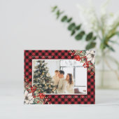 エレガントな赤の水彩写真クリスマス シーズンポストカード (スタンド正面)