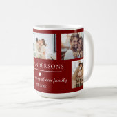 エレガントな赤の5枚写真ファミリーコラージュカスタム コーヒーマグカップ (正面右)