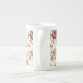 エレガントな赤クリームの花柄 ボーンチャイナマグカップ (裏面)
