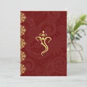 エレガントな赤及び金ゴールドのVinayakaの結婚式のデザイン 招待状 (スタンド正面)