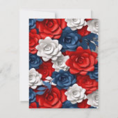 エレガントな赤白青の愛国的な花園 招待状 (裏面)