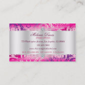 エレガントな赤紫のラベンダーのダマスク織の渦巻 名刺 (裏面)