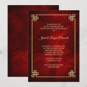 エレガントな赤金フレーム 50周年記念 招待状 (正面/裏面)