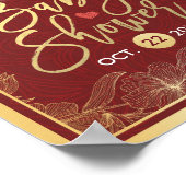 エレガントな赤金色の花枠ベビーシャワー歓迎 ポスター (角)