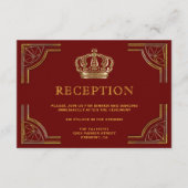エレガントな赤金華麗なクラウンワェディングレセプション エンクロージャーカード (正面)