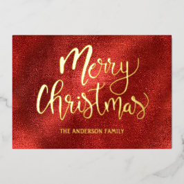 エレガントな赤金 メリークリスマス 箔シーズンカード