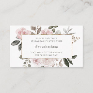 エレガントな赤面のピンクの花柄 結婚のHashtag エンクロージャーカード