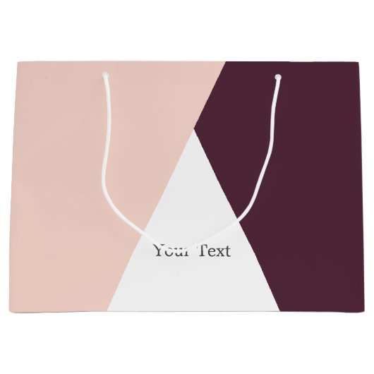 エレガントな赤面のピンク及びバーガンディの幾何学的な三角形 ラージペーパーバッグ (正面)