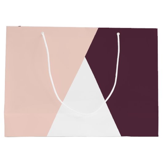 エレガントな赤面のピンク及びバーガンディの幾何学的な三角形 ラージペーパーバッグ (裏面)