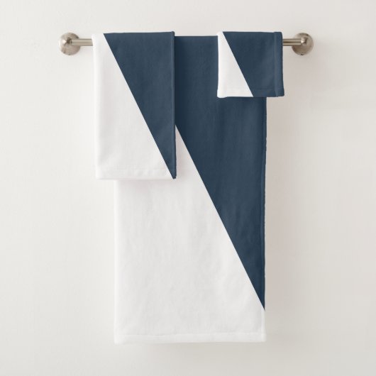 エレガントな赤面のピンク及び濃紺の幾何学的な三角形 バスタオルセット (インサイチュ)