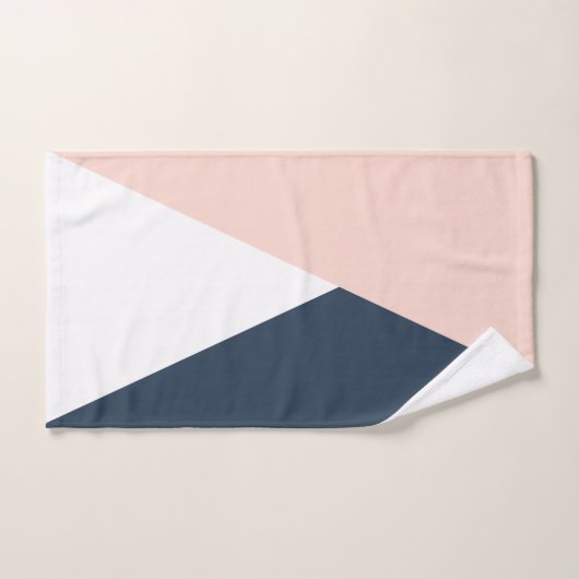 エレガントな赤面のピンク及び濃紺の幾何学的な三角形 バスタオルセット (ハンドタオル)