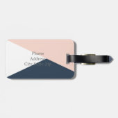 エレガントな赤面のピンク及び濃紺の幾何学的な三角形 ラゲッジタグ (裏面横)