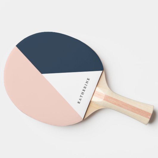 エレガントな赤面のピンク及び濃紺の幾何学的な三角形 卓球ラケット (横)