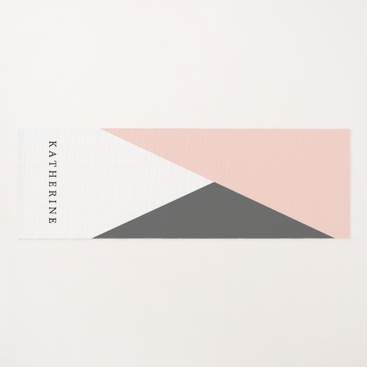 エレガントな赤面のピンク及び灰色の幾何学的な三角形 ヨガマット (正面(横))