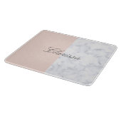 エレガントな赤面のピンク及び白い大理石色のブロック カッティングボード (角)