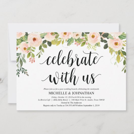 エレガントな赤面のポストの結婚式のブランチの招待状カード 招待状 (正面)