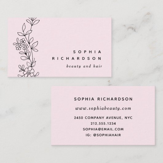 エレガントな赤面の黒植物の|の編集可能色 名刺 (正面/裏面)