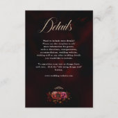 エレガントな赤黒の花のウェディング詳細 エンクロージャーカード (正面)