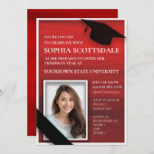 エレガントな赤黒白の大学トランクパーティーの写真 招待状 (正面/裏面)