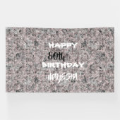 エレガントな赤黒白の花柄の誕生日バナー 横断幕 (横)