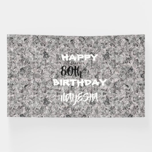 エレガントな赤黒白の花柄の誕生日バナー 横断幕 (横)