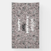 エレガントな赤黒白の花柄の誕生日バナー 横断幕 (縦)